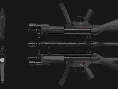 MP5a4 SMG Low-poly 3D model