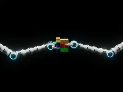robot arms solving cube 3D model