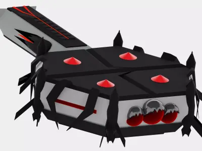 spaceship lowpoly with spacestation Low-poly 3D model