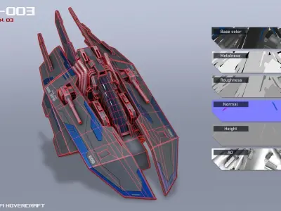 Scifi Hovercraft Low-poly 3D model