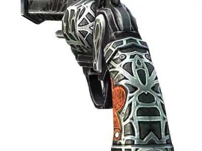 Multibarrel Short Barrel Revolver 2 Low-poly 3D model