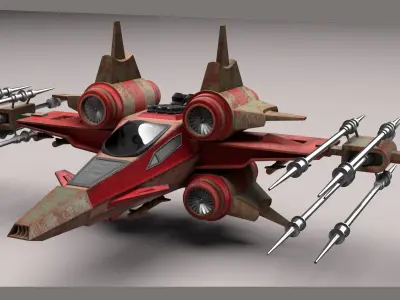 Si Fi Fighter jet Low-poly 3D model