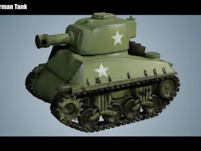 Mini Sherman Tank Low-poly 3D model