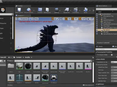 Gozilla Unreal Engine 4 Low-poly 3D model