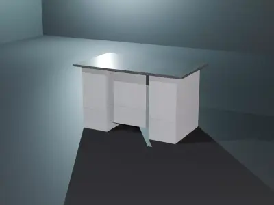 Monochome Office Desk Free low-poly 3D model