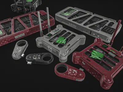 Hacking Gadget - Device Package Low-poly 3D model