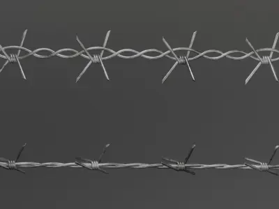 Barbed Wire Pack PBR Game Ready Low-poly 3D model