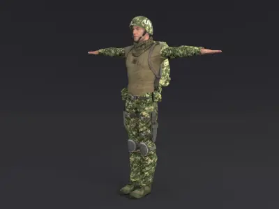 Soldier Rigged Low-poly 3D model