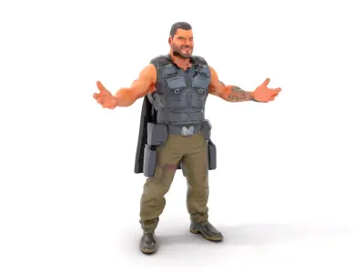 Armored Tactical Hero Character Model Rigged and Animated Low-poly 3D model