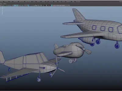 Cartoon Aircraft Pack - Rigged Airplanes 3D Model Low-poly 3D model