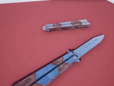 Butterfly knife low-poly 3d model Free low-poly 3D model