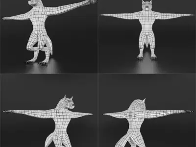 LowPoly WereWolf Base mesh Free low-poly 3D model