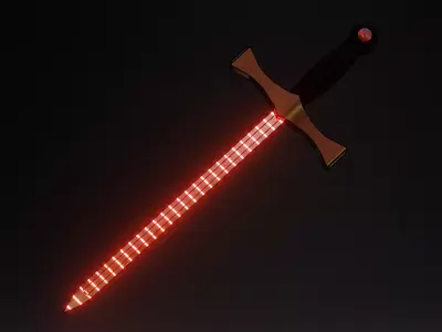 Neon Sword Flame of Shadow Free low-poly 3D model