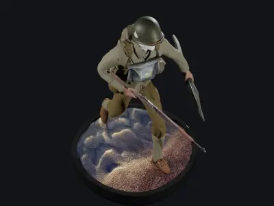 World War 2 US D-Day Infantry - Rigged Low-poly 3D model