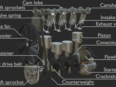 In-Line Four Engine 3D model