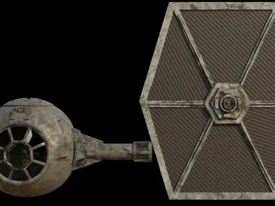 Tie Fighter Wreckage Low-poly 3D model