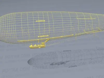 Airship - English Royal Naval Air Service SSZ Zero 1915 - WWI - 3D model