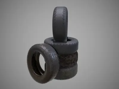 Low poly Tire 04 PBR Game-ready Low-poly 3D model