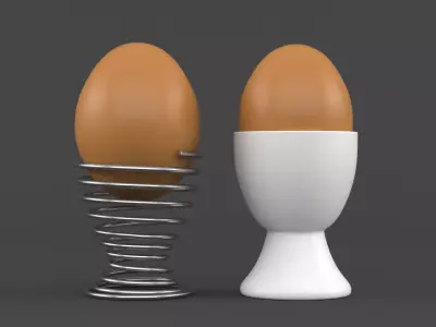 Egg Cup with Brown Egg 3D model