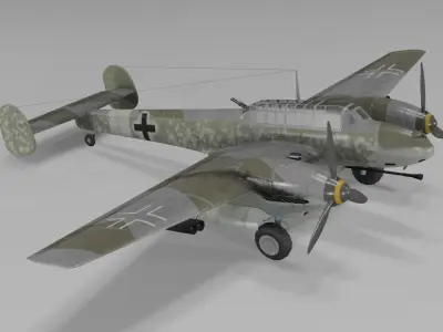 Messerschmitt Bf 110 G-2 Heavy Fighter Low-poly 3D model