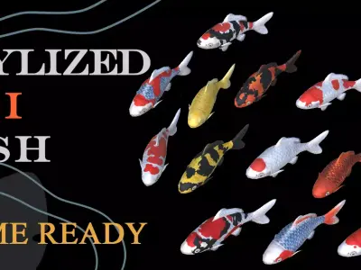 GAME READY 3D Stylized Koi Fish Low-poly 3D model