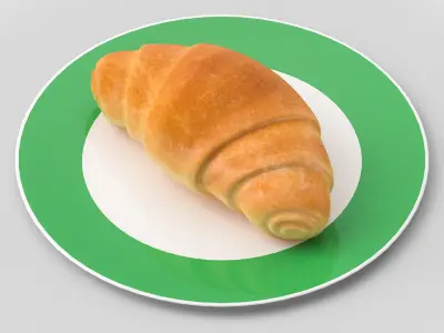 Croissant On Plate 3D model