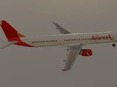Avianca airbus a321-211 low poly  Low-poly 3D model