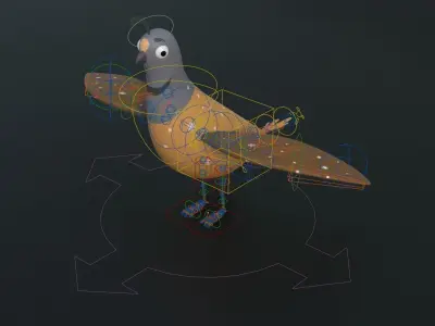 Rigged Cartoon Quail  Low Poly 3D Model Low-poly 3D model