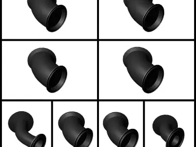 Sanitary Elbow 45 TC Complete Set 1-2 in to 4 in 3D model