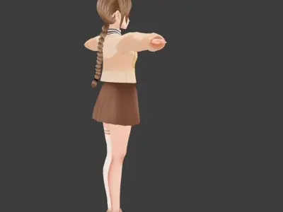 SciFi 3d anime kawaii girl character c10 Low-poly 3D model