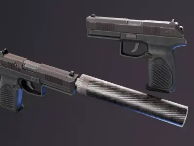 Udav SR2 Pistol Low-poly 3D model