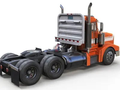 Peterbilt 377 daycab truck Low-poly 3D model
