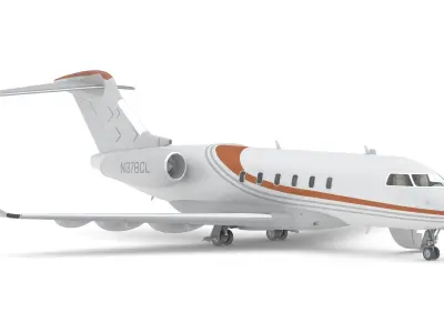 Bombardier Challenger 350 with Interior and Cockpit 3D model