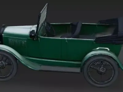 Classic Vintage Antique Tourer Green Vehicle 3d model Low-poly 3D model