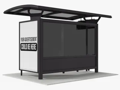 Smart Bus Stop Shelter with LED Arrival Board 3D model