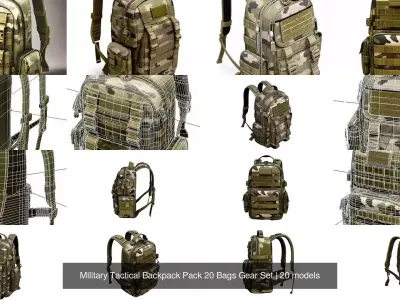 Military Tactical Backpack Pack 20 Bags Gear Set