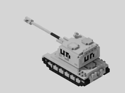 AMX AuF1 Tank Voxel UN Version Low-poly 3D model