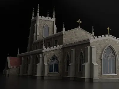 Medieval Gothic Church Low-poly 3D model