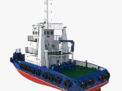 Tugboat Towing Ship 3D model