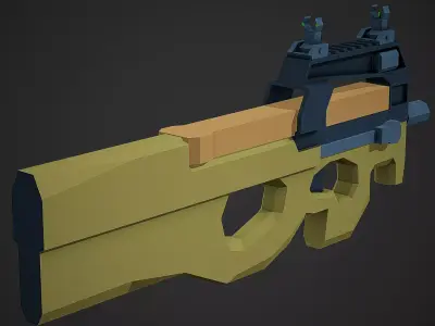 Stylized FN P90 SMG Low Poly Mobile Ready Low-poly 3D model