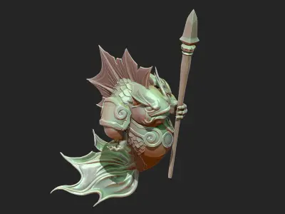 fish head monster guard sculpture 3D model
