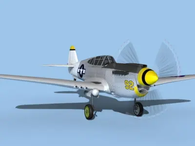 Curtiss P-40F Warhawk V09 USAAF 3D model