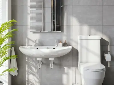  Wall Mounted Double Bathroom Sink Model, White 