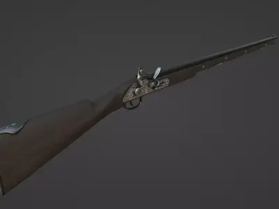 1720 Flintlock Long Rifle Low-poly 3D model
