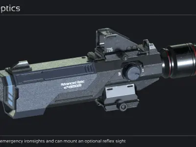 Scifi Modular Weapon Attachments Low-poly 3D model