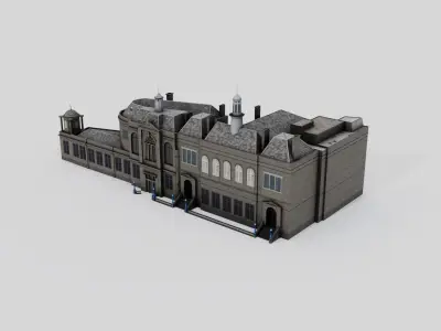 Aberdeen Central Library Building Low-poly 3D model