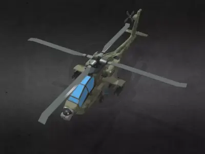 AH-64-Apache military helicopter Low-poly 3D model