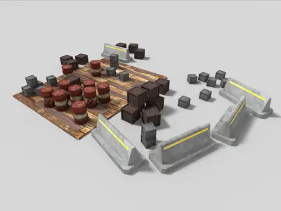 low poly military storage Low-poly 3D model