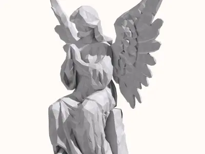 Angel statue low poly 2 3D print model