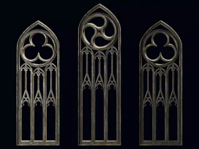 Medieval arch gothic portal 3D model